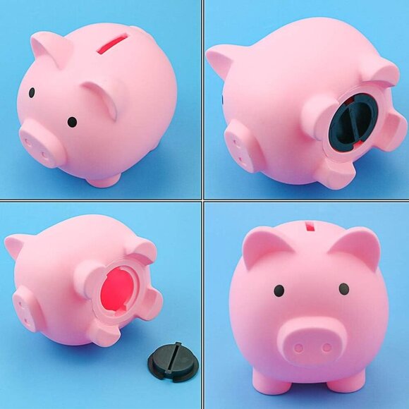 2 Pack Plastic Cute Pig Money Bank,Unbreakable Piggy Saving Money Box Coin Bank - Picture 5 of 6